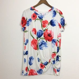 🍁Bright Floral, Knotted Front, Soft Boutique Tee